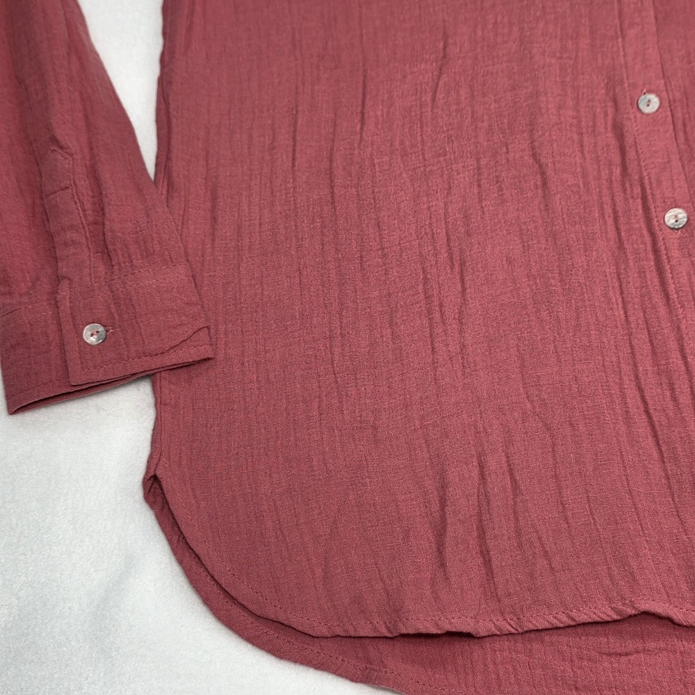 Jessica Simpson Women's Collared Relaxed Loose Fit Shirt, Coral Red, Size S - Picture 5 of 9